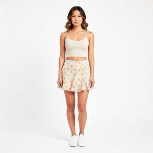 Lightweight white with orange mini Skirt